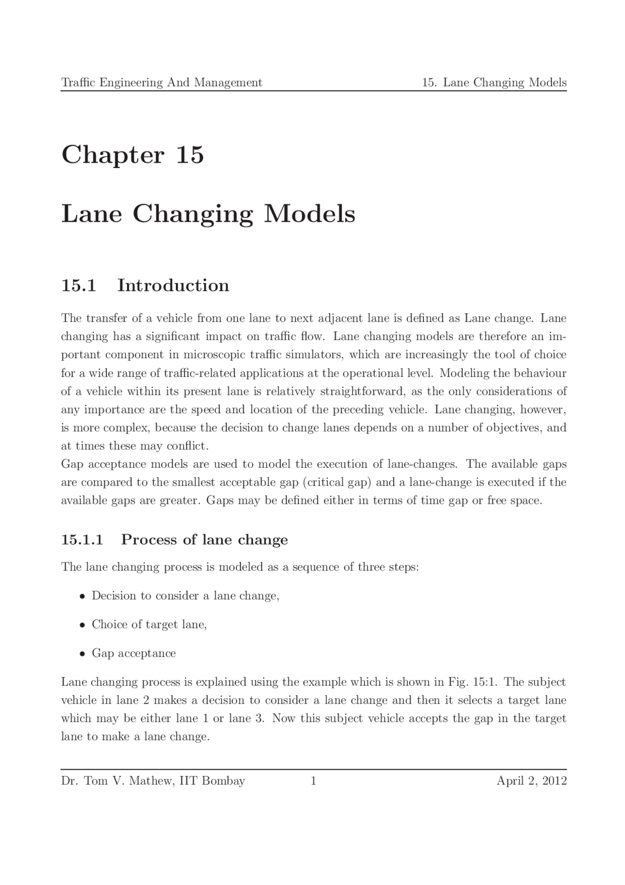 Lane Changing Models - Traffic Engineering and Management - Lecture ...