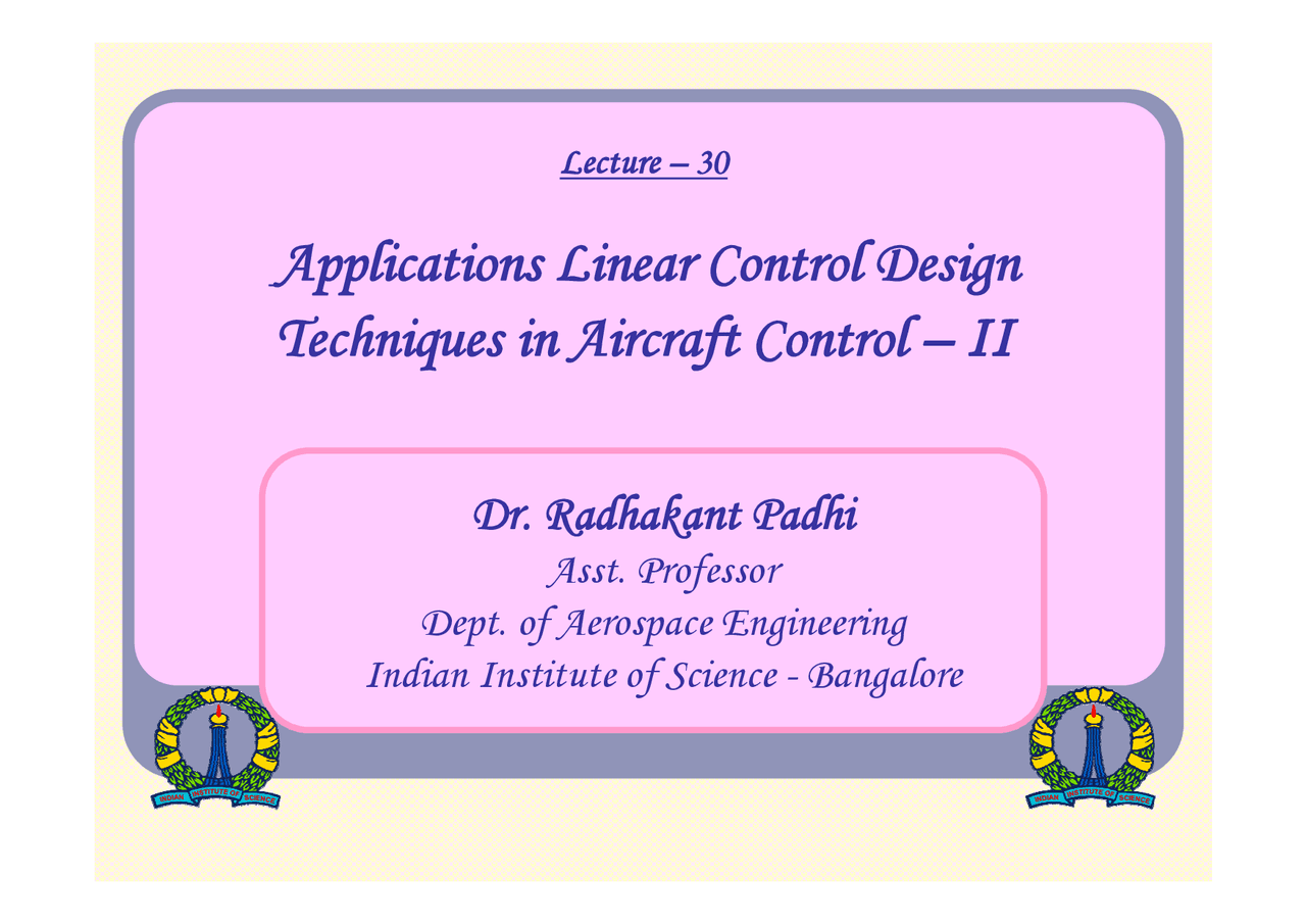 Techniques - Advanced Control System Design for Aerospace Vehicles ...