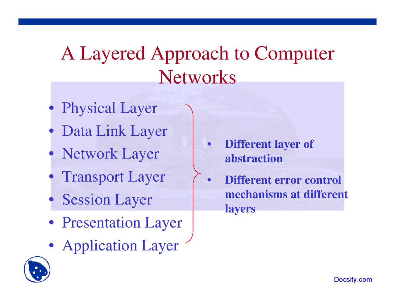 Layering - Computer Networks - Lecture Slides - Docsity
