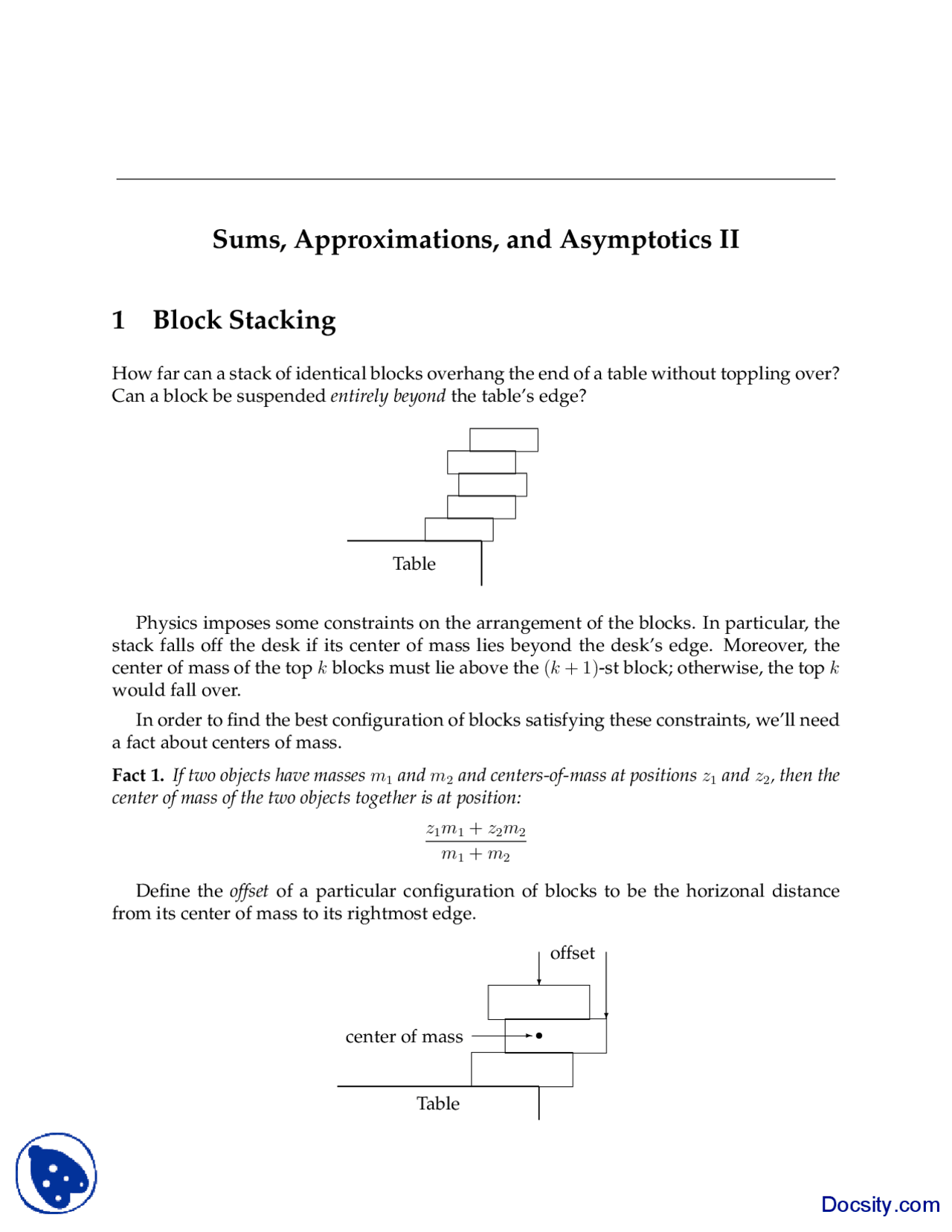 Block Stacking Mathematics for Computer Science Lecture Slides