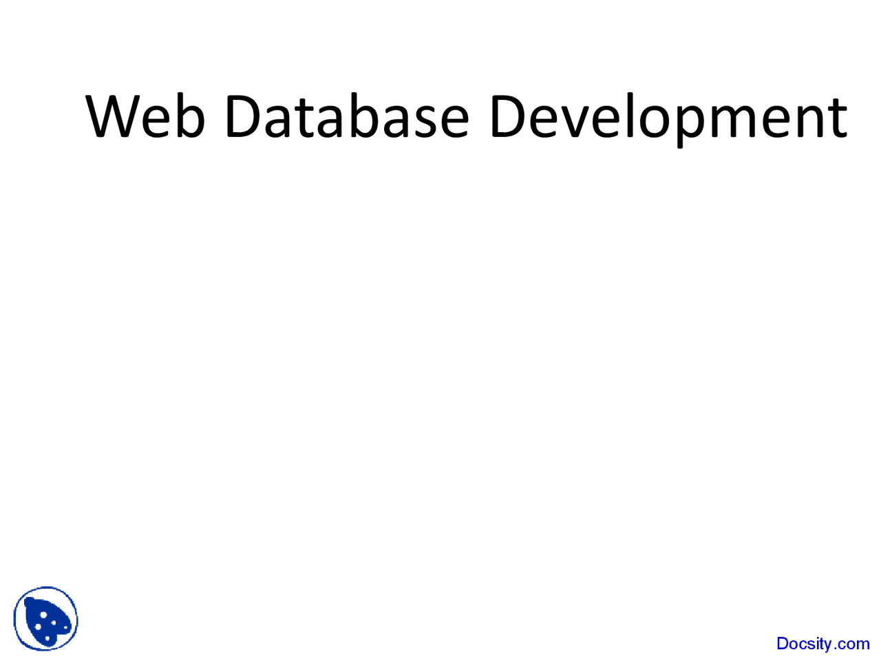 Web Database Development - Database Management and Design - Lecture ...
