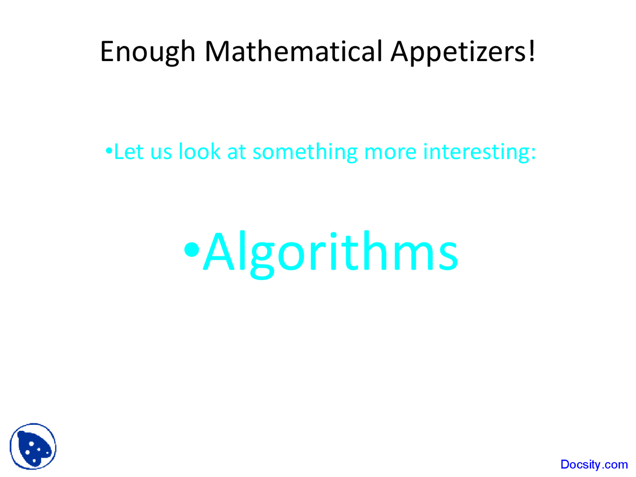 Algorithms - Discrete Structures - Lecture Slides - Docsity