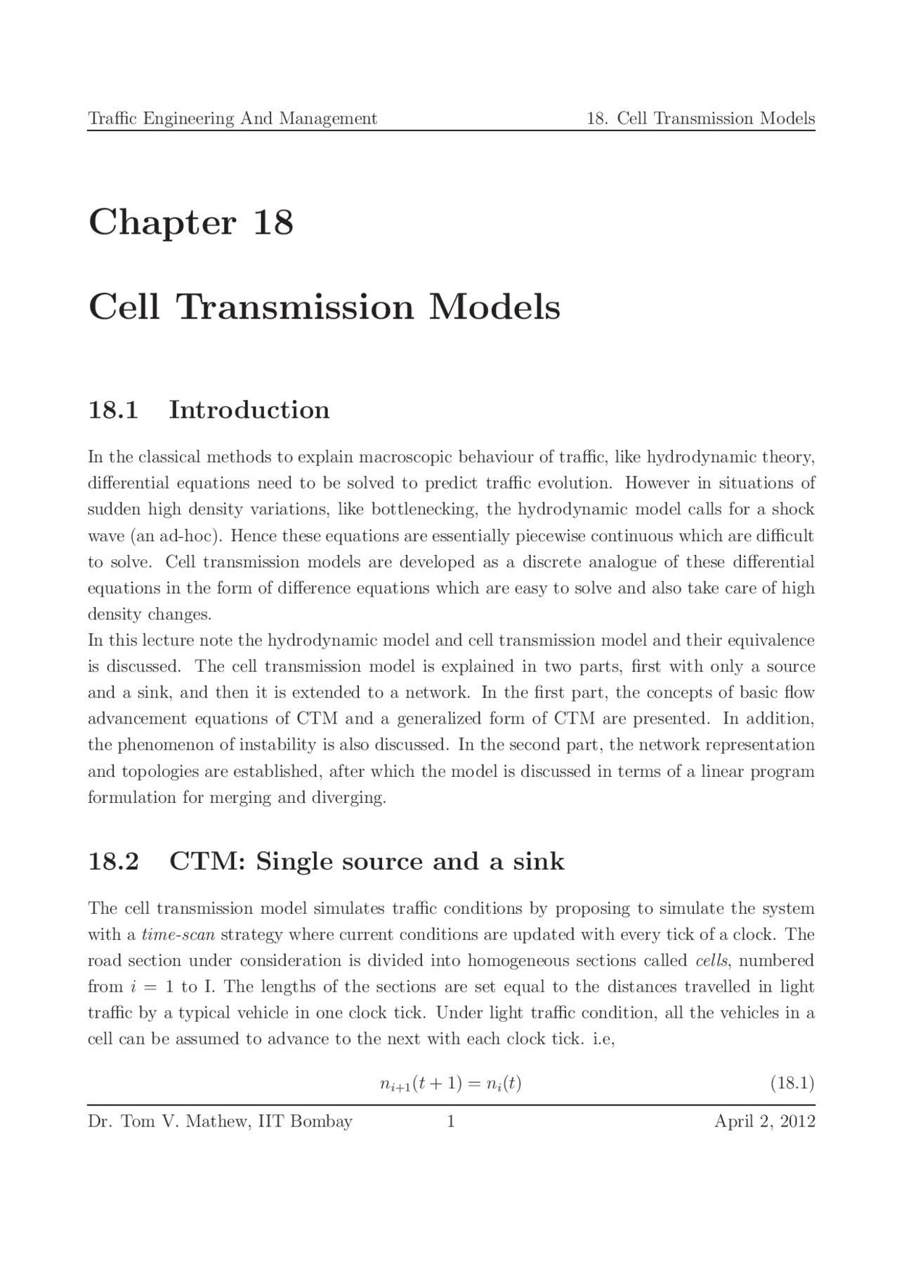 Cell Transmission Models - Traffic Engineering and Management - Lecture ...