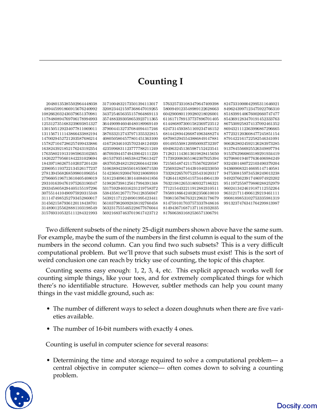 Counting - Mathematics for Computer Science - Lecture Slides - Docsity