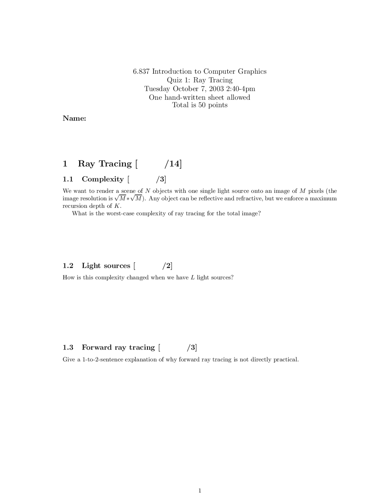 Ray Tracing - Computer Graphics - Quiz | Exercises Computer Graphics ...