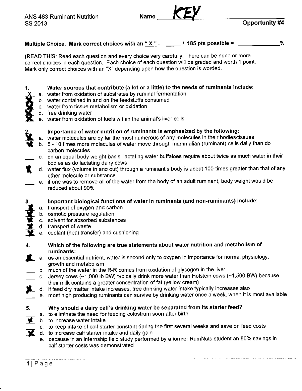 Sample Practical Question On Ruminant Exam 4 with Answer Key | Ruminant Nutrition | ANS 483 - Docsity