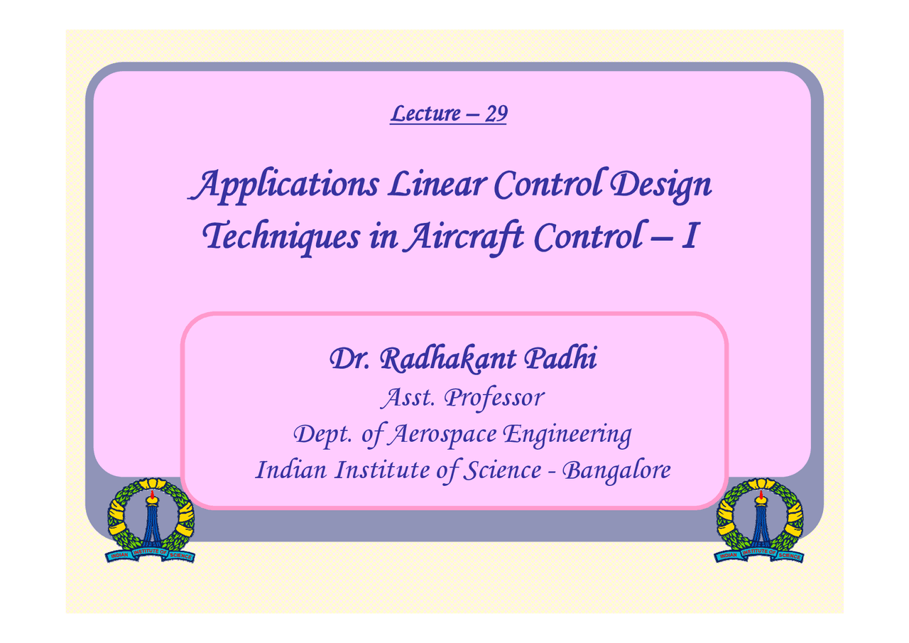 Applications - Advanced Control System Design for Aerospace Vehicles ...