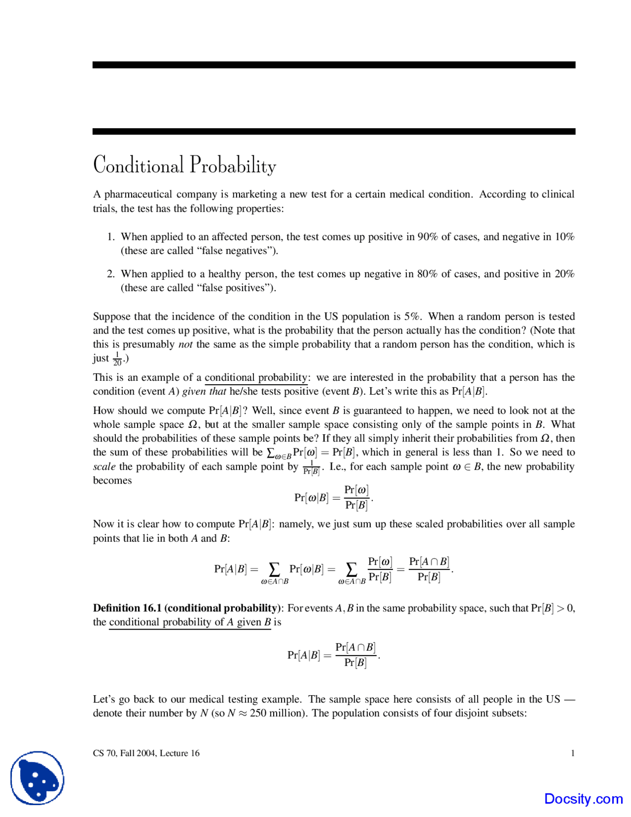 Conditional Probability - Discrete Mathematics and Probability Theory ...