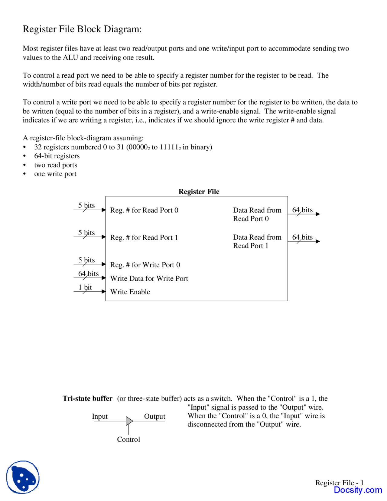 Register File Exercise Register File Block Diagram - Computer Organization - Homework ...