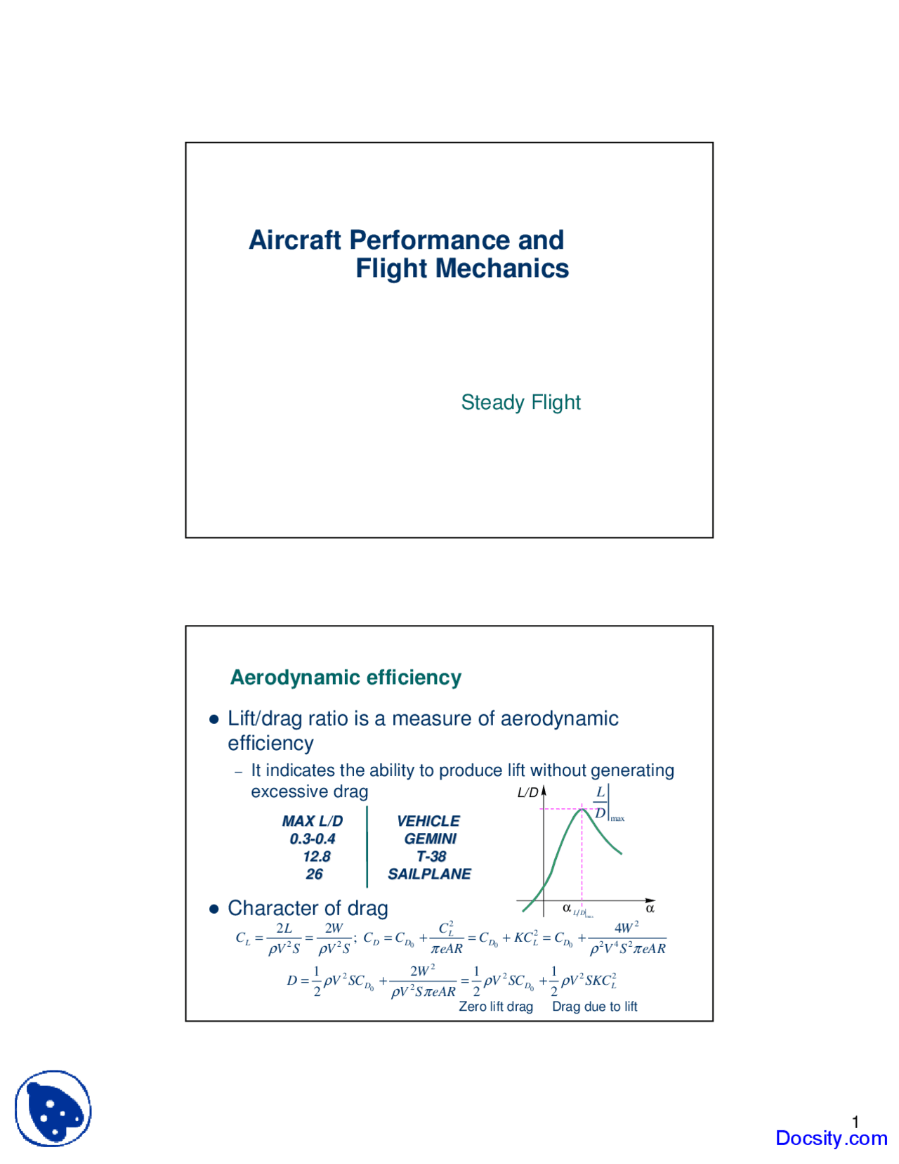 Steady Flight - Aircraft Performance and Flight Mechanics - Lecture ...