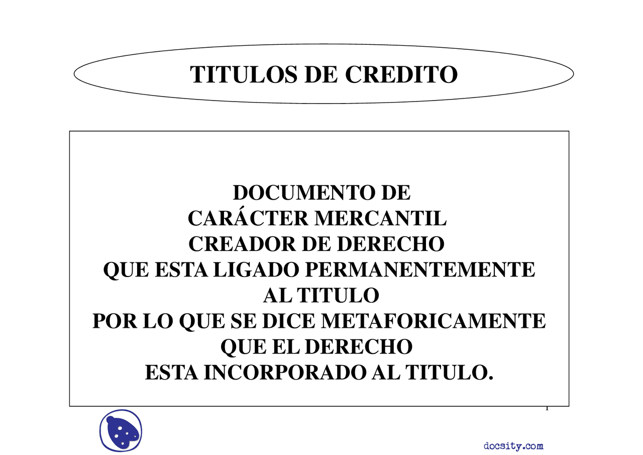 Titulos de Credito - Apuntes - Derecho Mercantil - Docsity