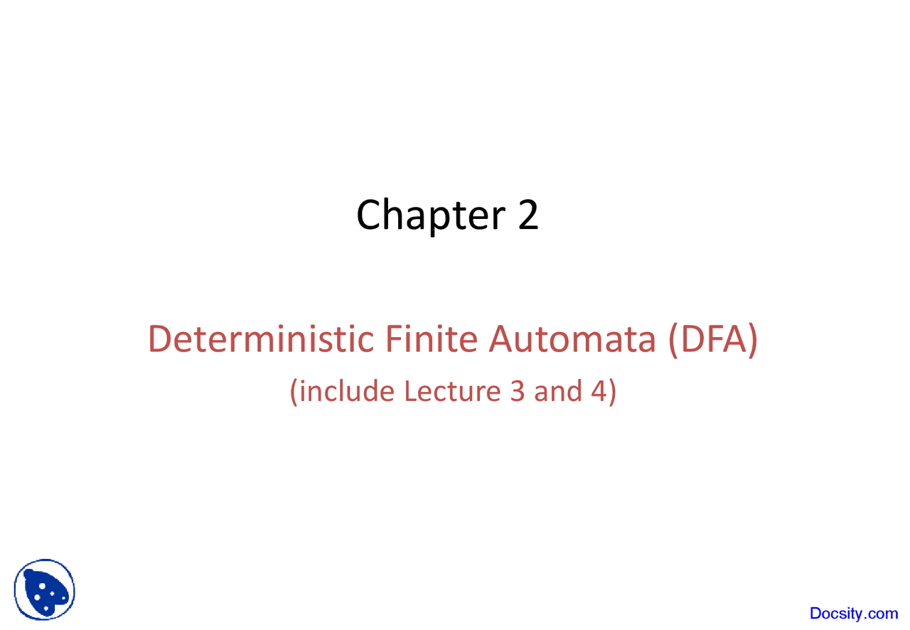 Deterministic Finite Automata - Automata and Complexity Theory ...