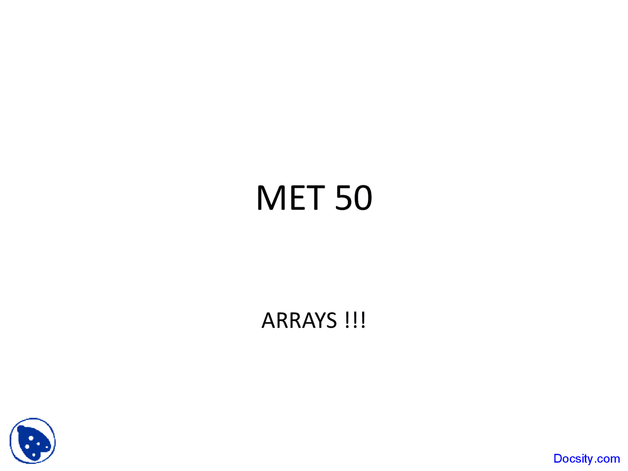 Arrays Mechanical Engineering Lecture Slides Docsity