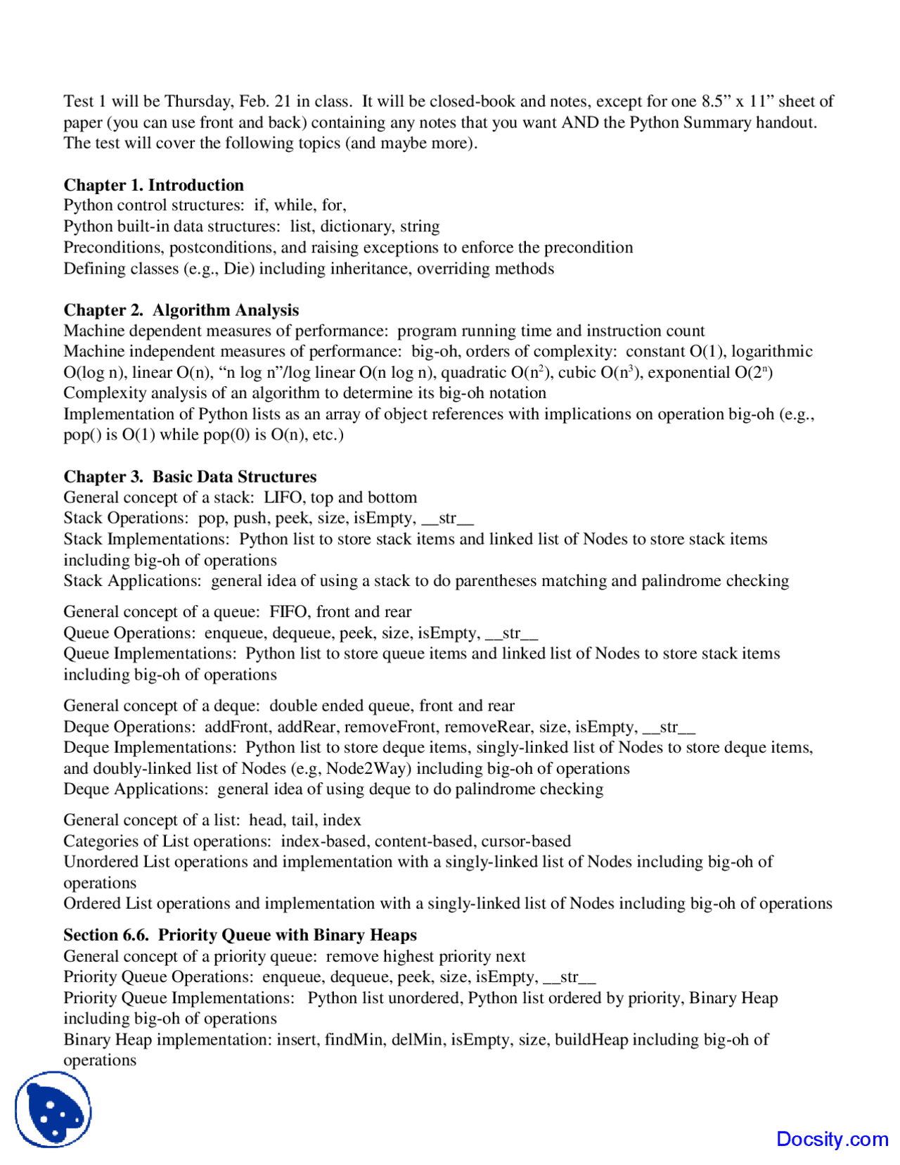 Introduction - Data Structures - Lecture Notes | Study notes Data ...