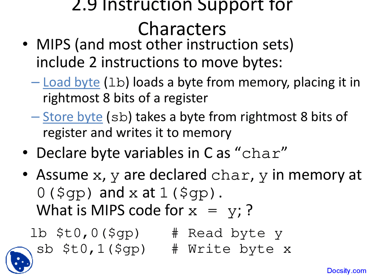 Characters - Design and Architecture of Computer Systems - Lecture ...
