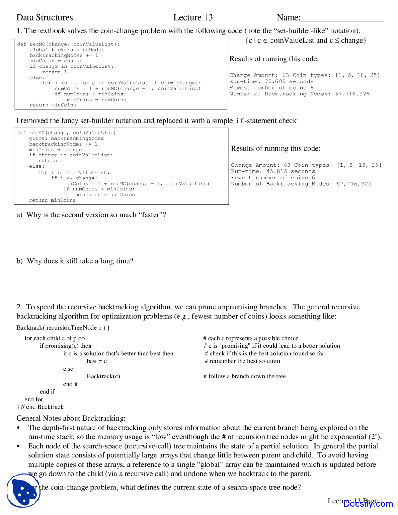 Code - Data Structures - Lecture Notes - Docsity
