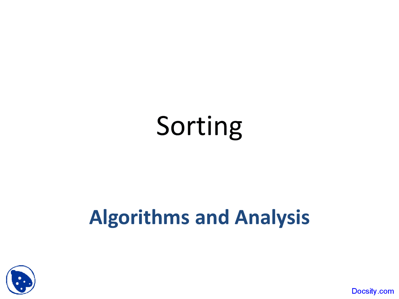 Sorting Two - Data Structures - Lecture Slides - Docsity