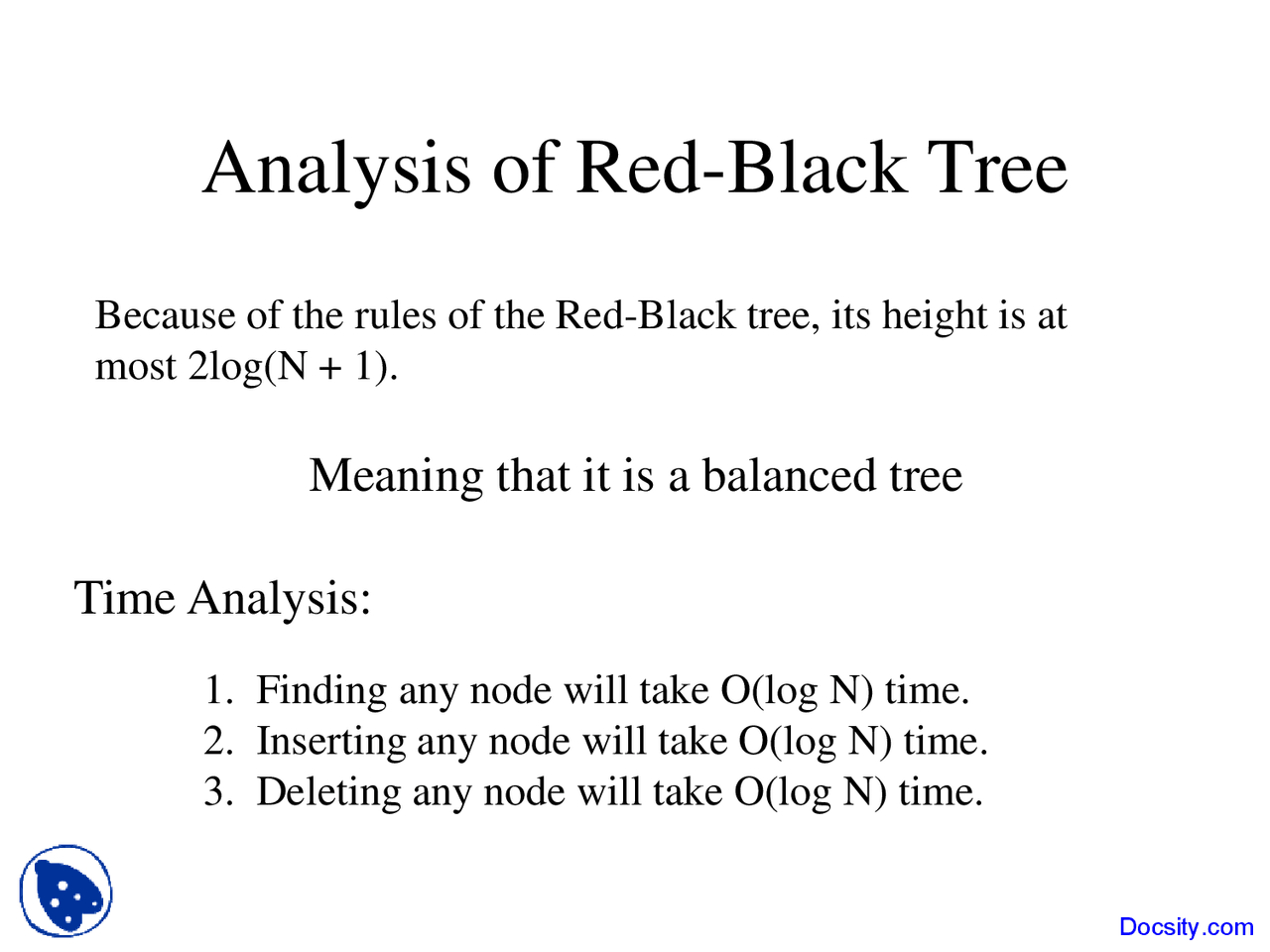 Analysis of Red-Black Tree - Data Structures - Lecture Slides | Slides ...