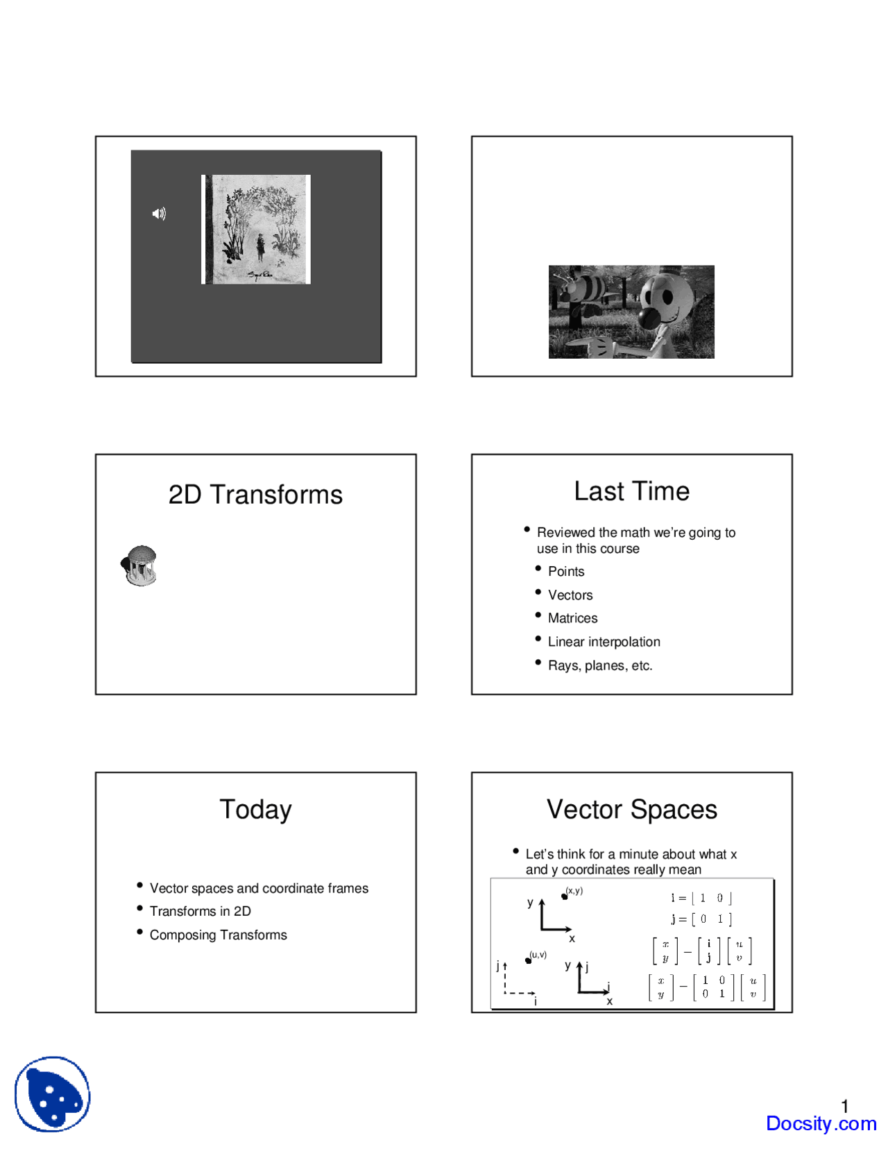 Graphics Transform Pdf Transforms - Introduction to Computer Graphics - Lecture Slides - Docsity