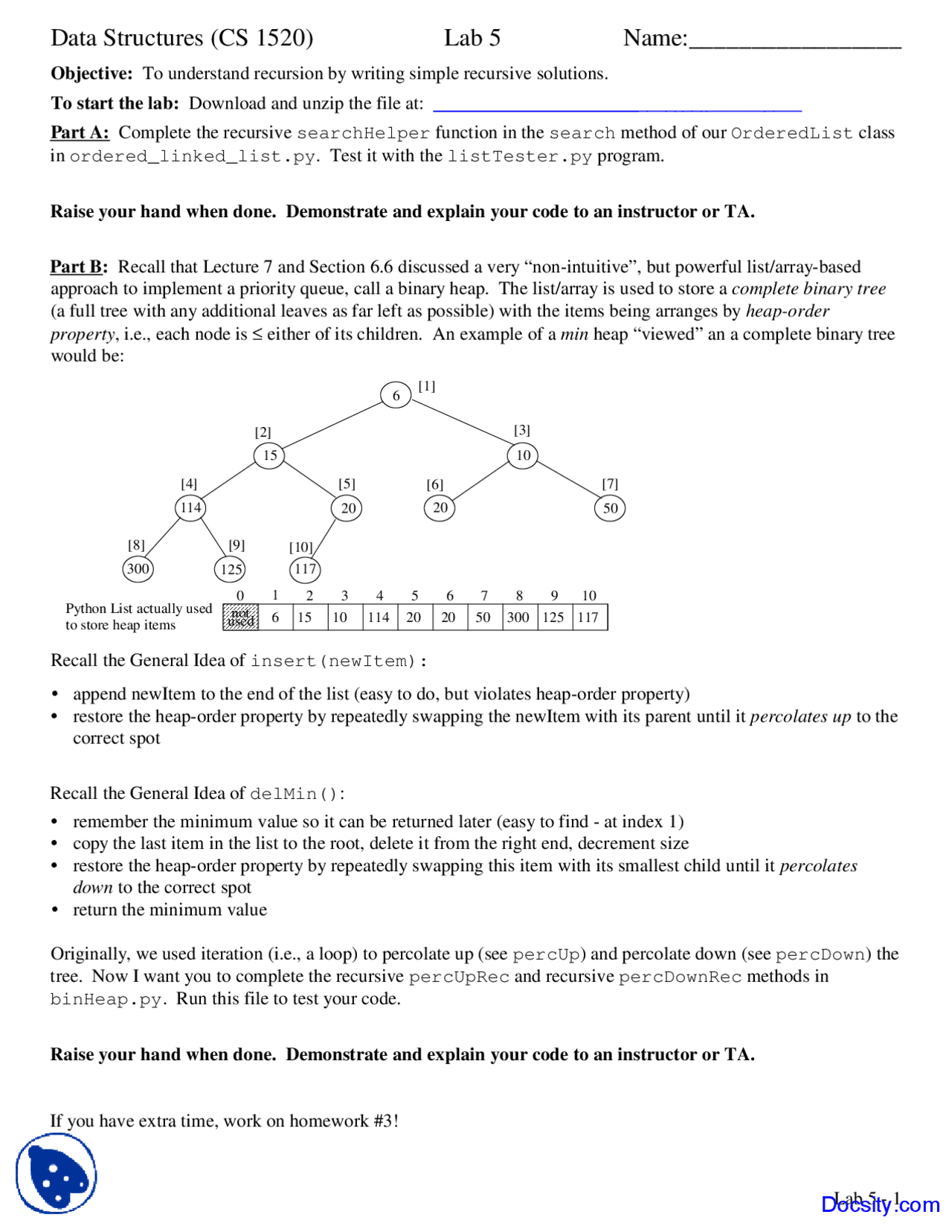 Recursion - Data Structures - Lab - Docsity