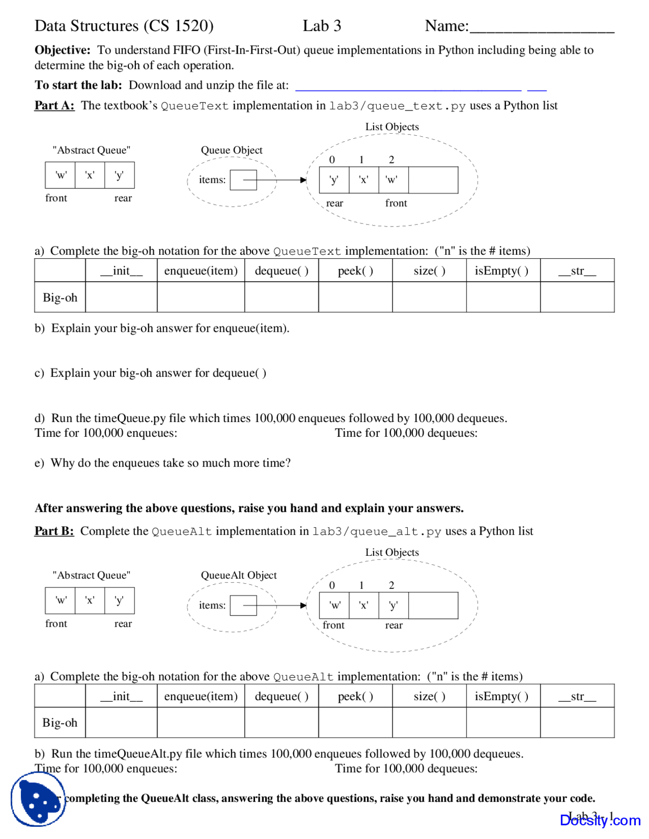First-In-First-Out - Data Structures - Lab - Docsity