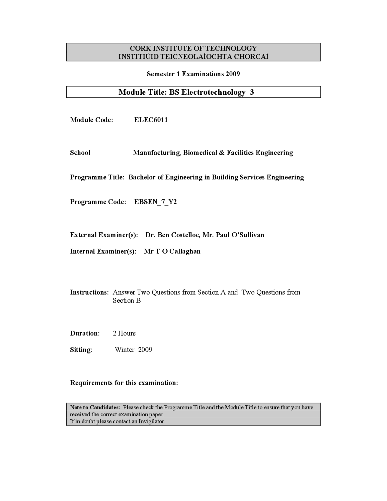 Power Tech Technology Math Exam Power Factor - Electrotechnology - Past Exam Paper | Exámenes ...