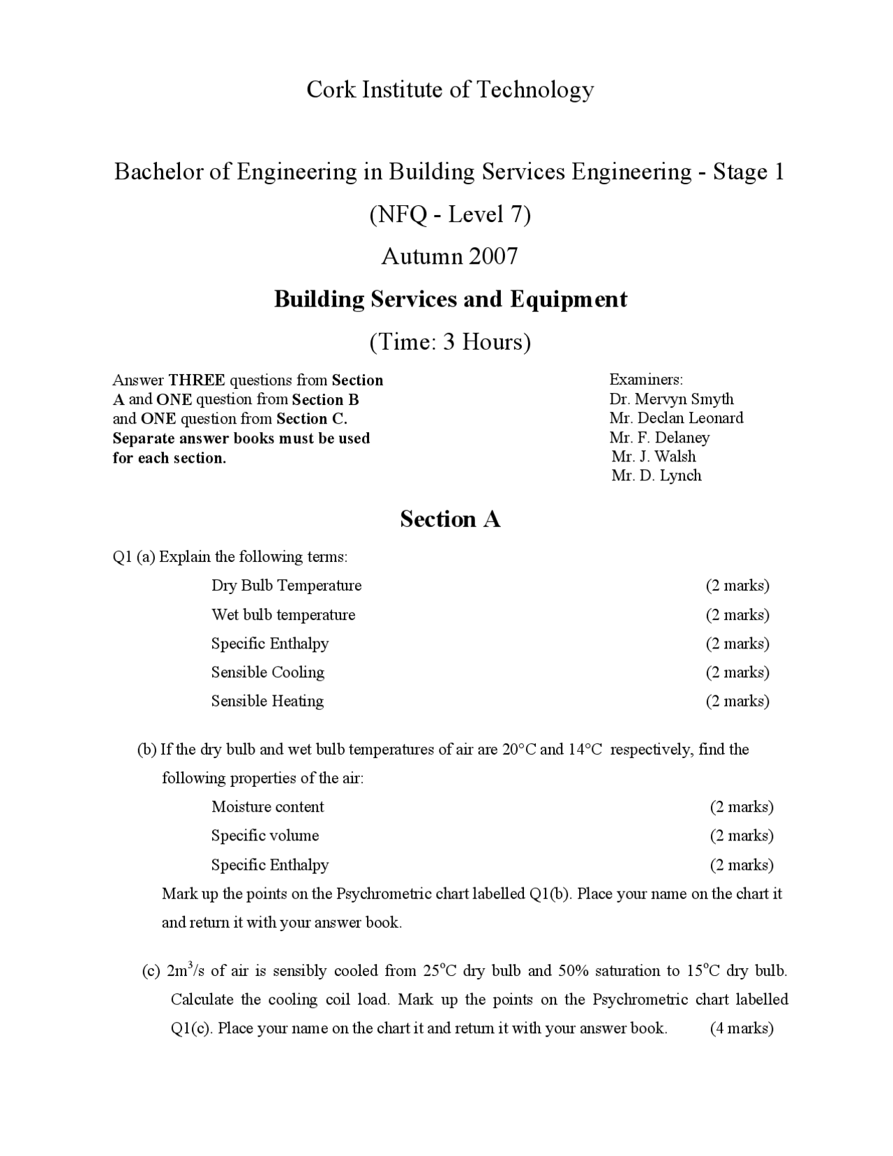 Refrigeration Cycle Building Services and Equipment Past Exam Paper Docsity