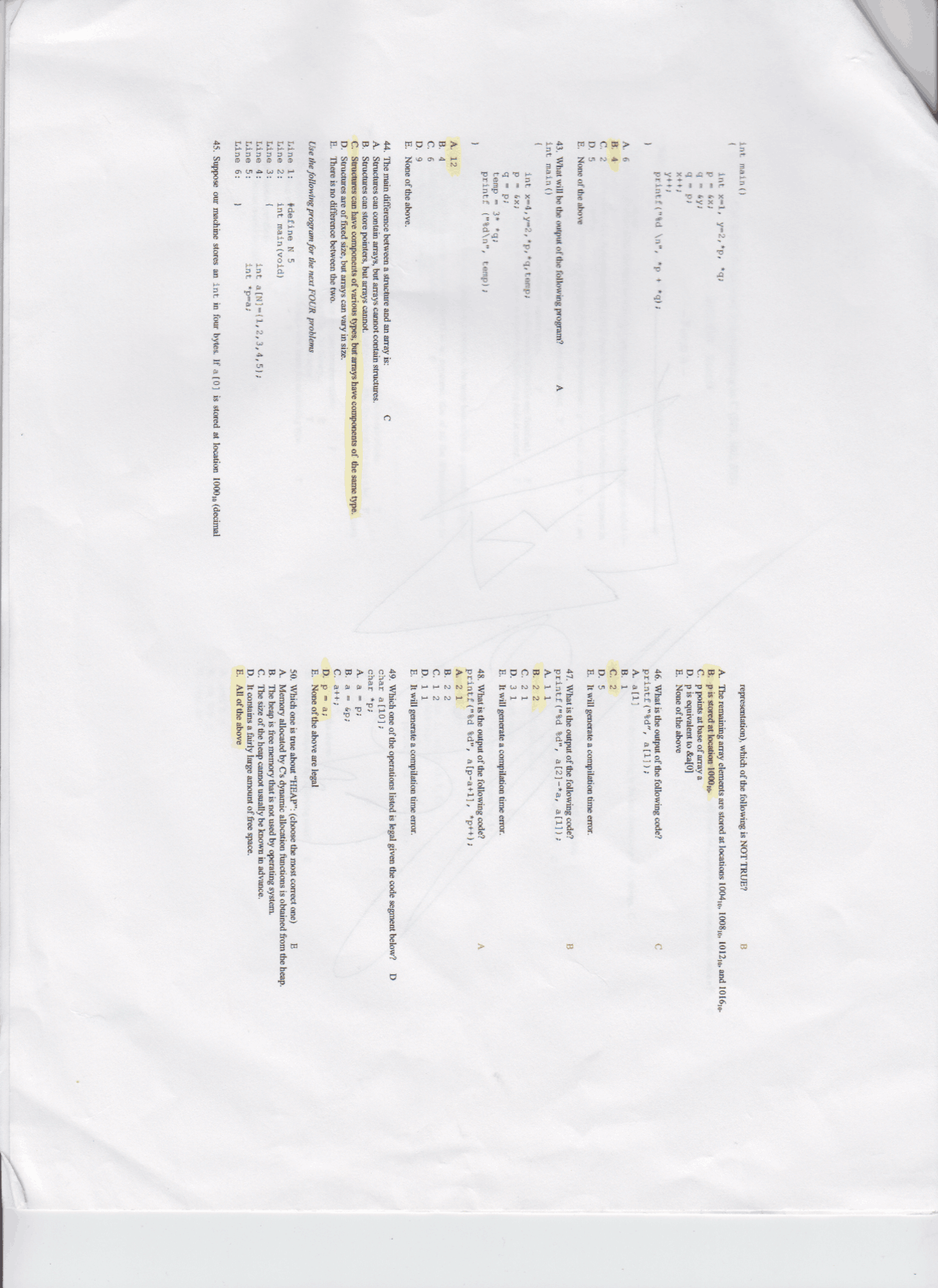 Structure in C Programming Exam with Solution | CSCE 206 - Docsity