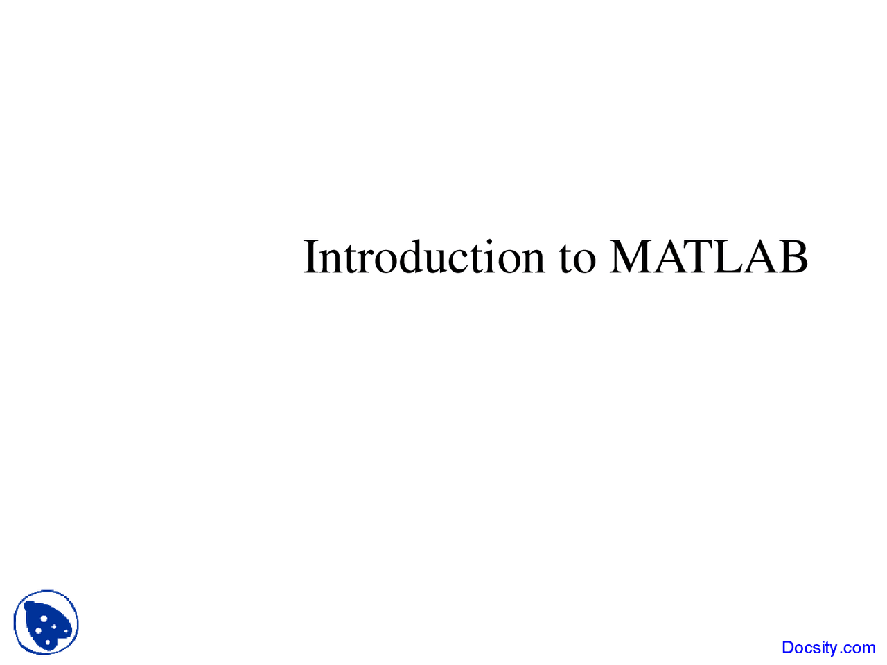 Introduction to Matlab - Engineering Perspectives - Lecture Slides ...