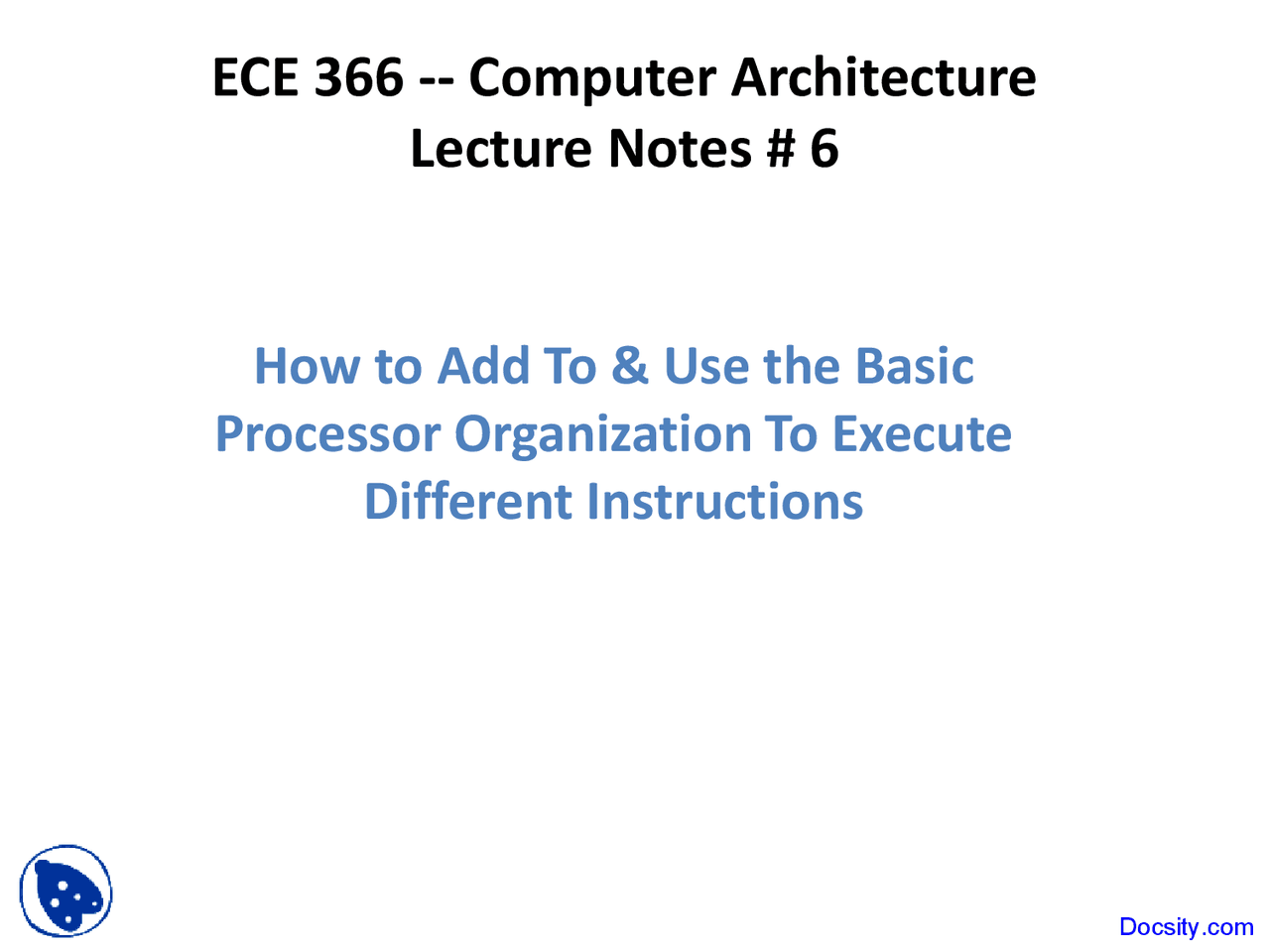 Processor Organization - Intro to Computer Architecture - Lecture ...