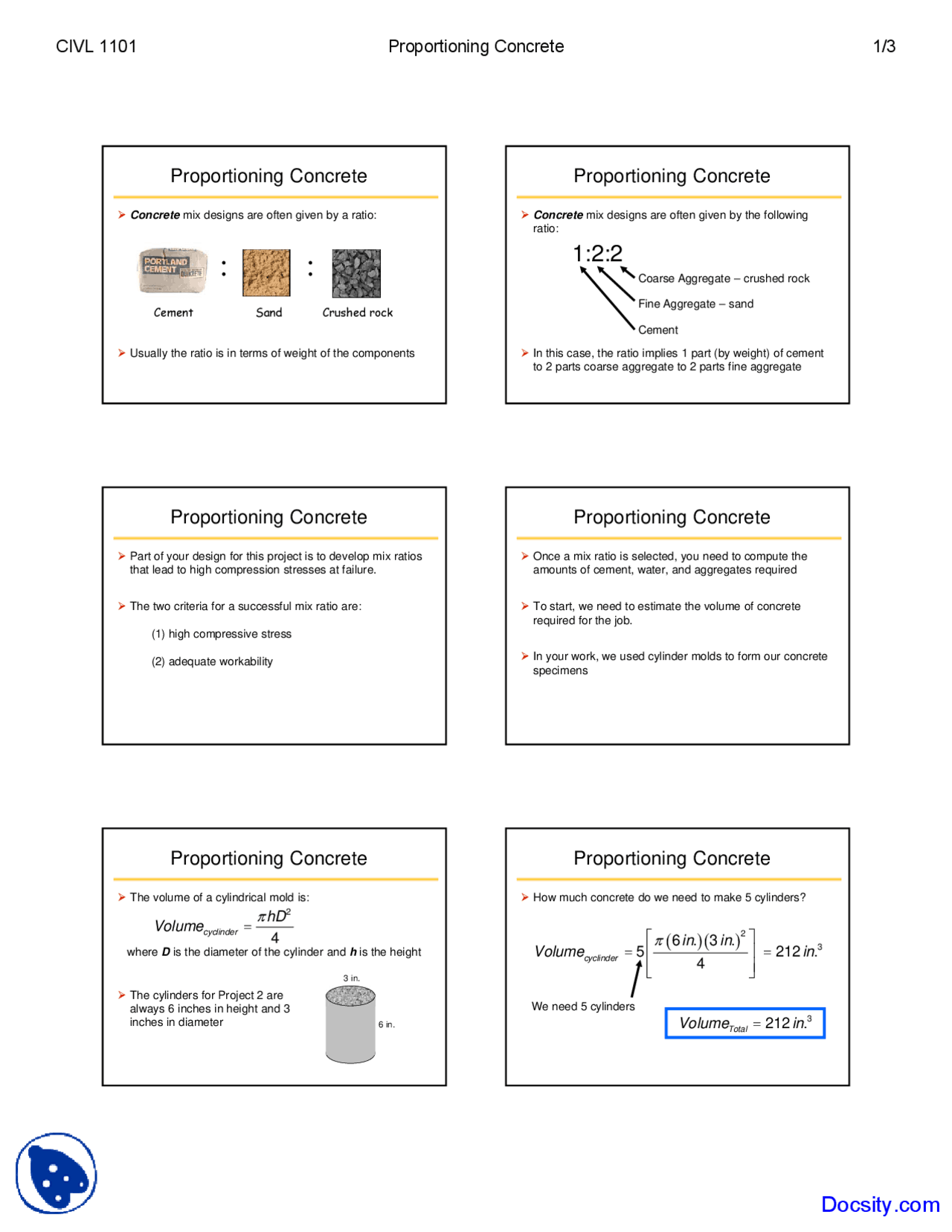 Proportioning Concrete - Civil Engineering Measurements - Lecture ...