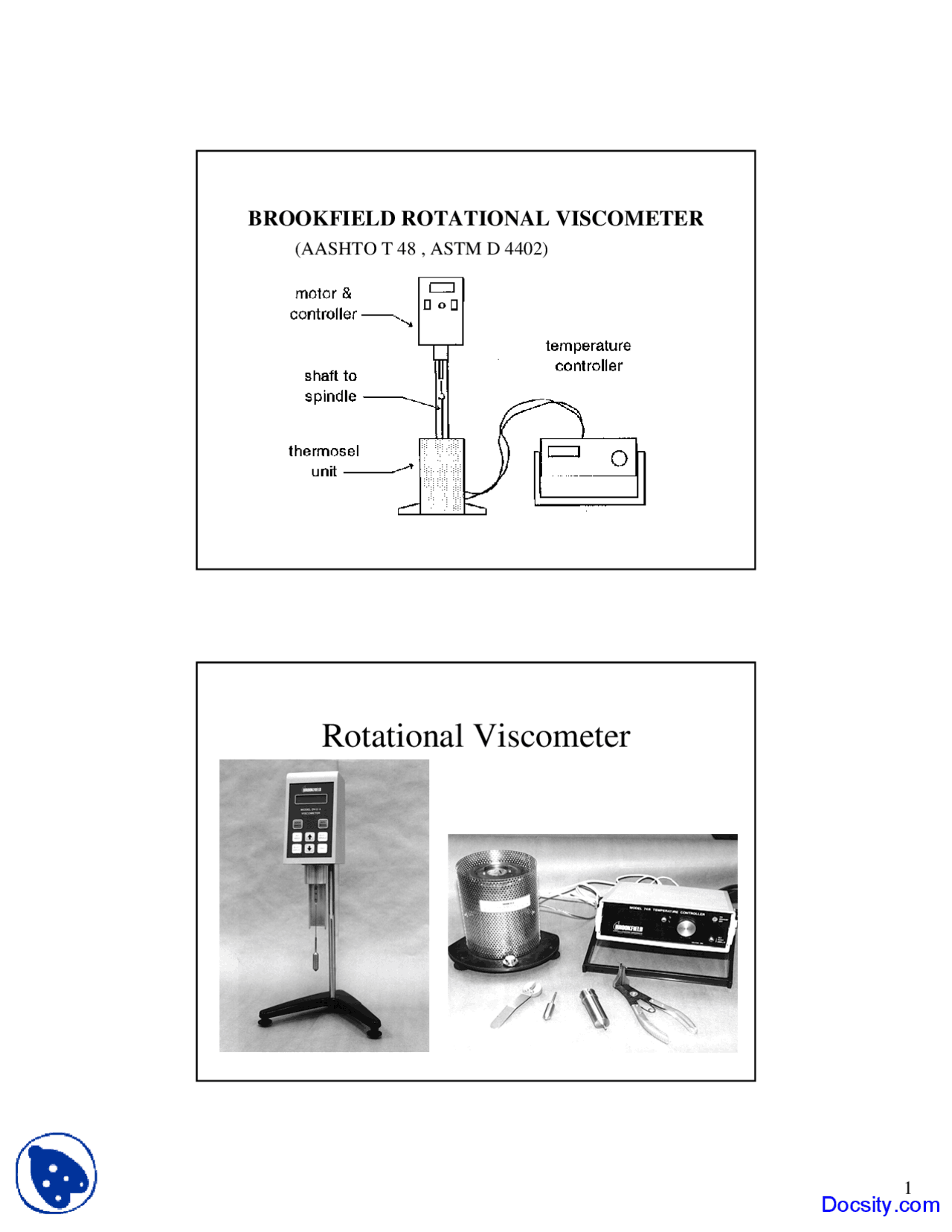 Rotational Viscometer Geometry Rotational Viscometer - Civil Engineering - Lecture Slides - Docsity