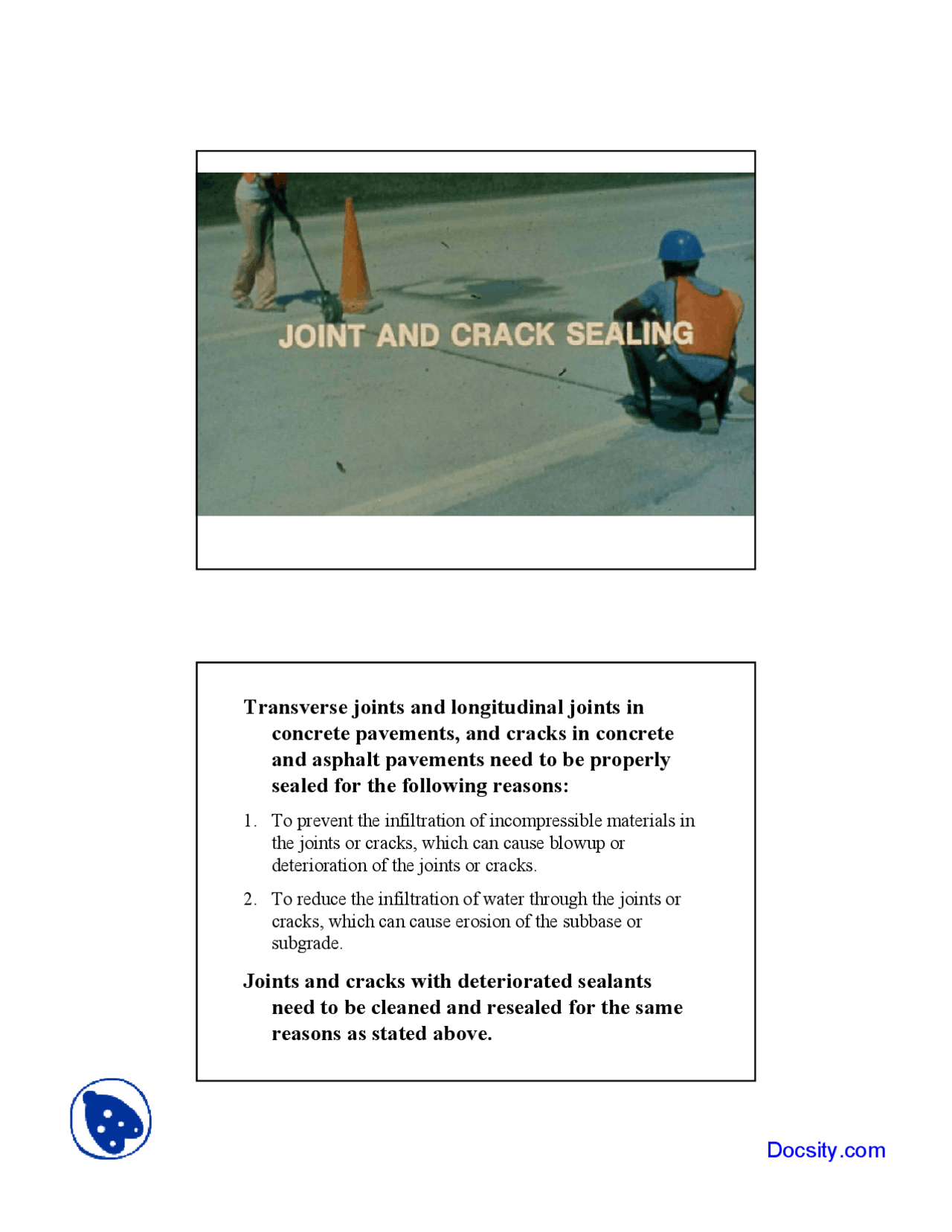 Transverse Joint Transverse joints - Pavement Managment System - Lecture Slides - Docsity
