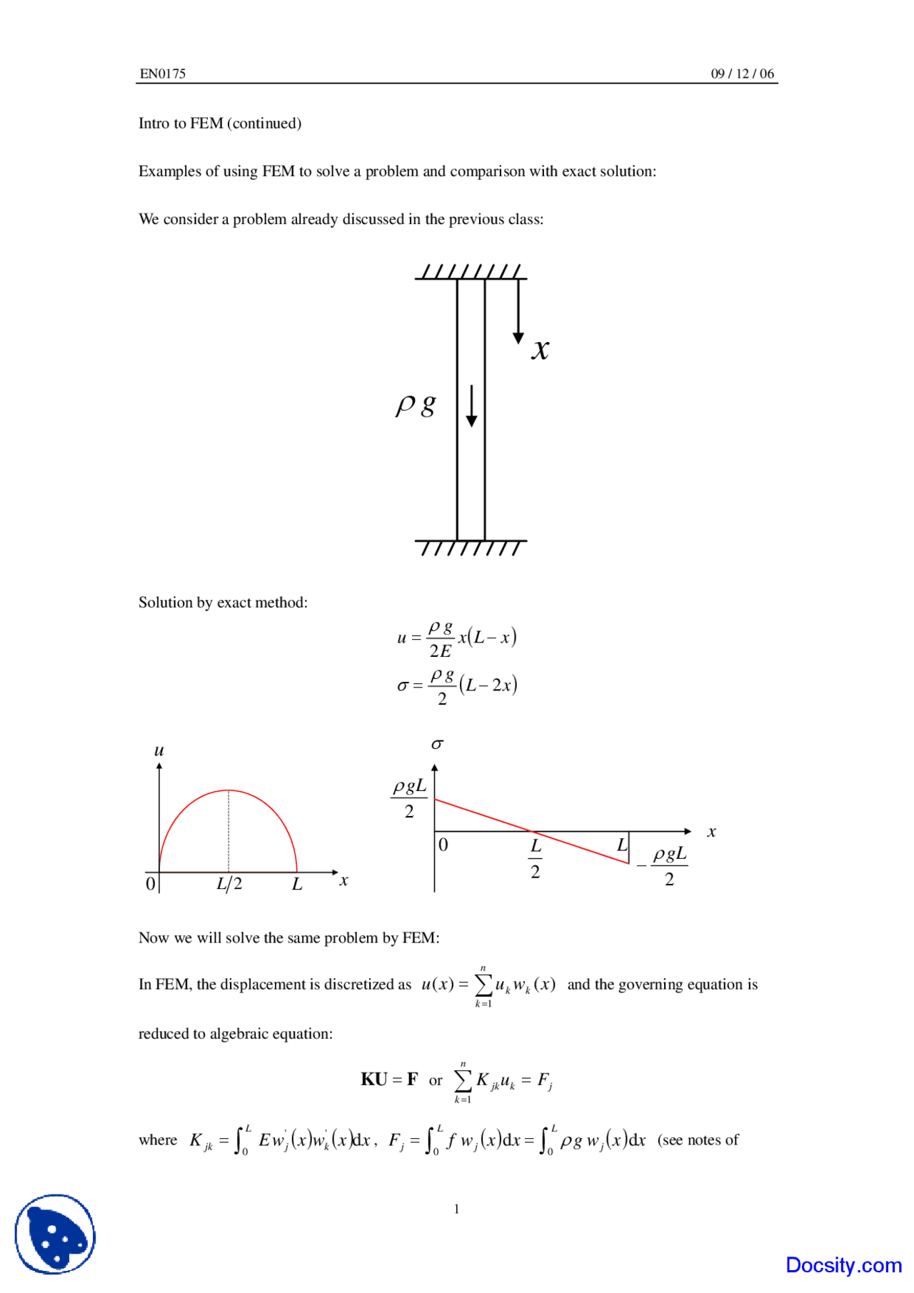 Finite Element Method Sample Problem Examples of Finite Element Method - Advanced Mechanics of Solids ...