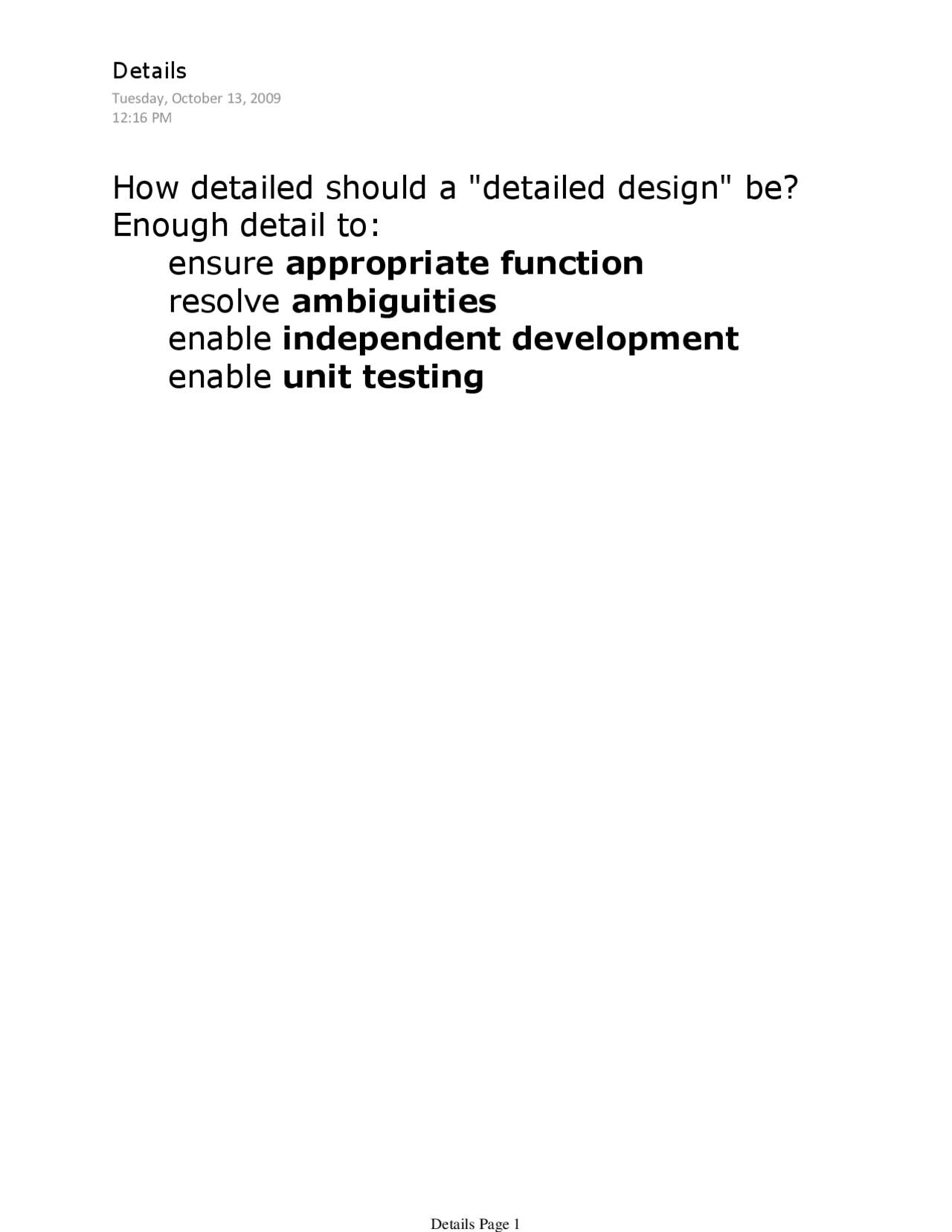 Details - Principles of Software Development - Lecture Notes - Docsity