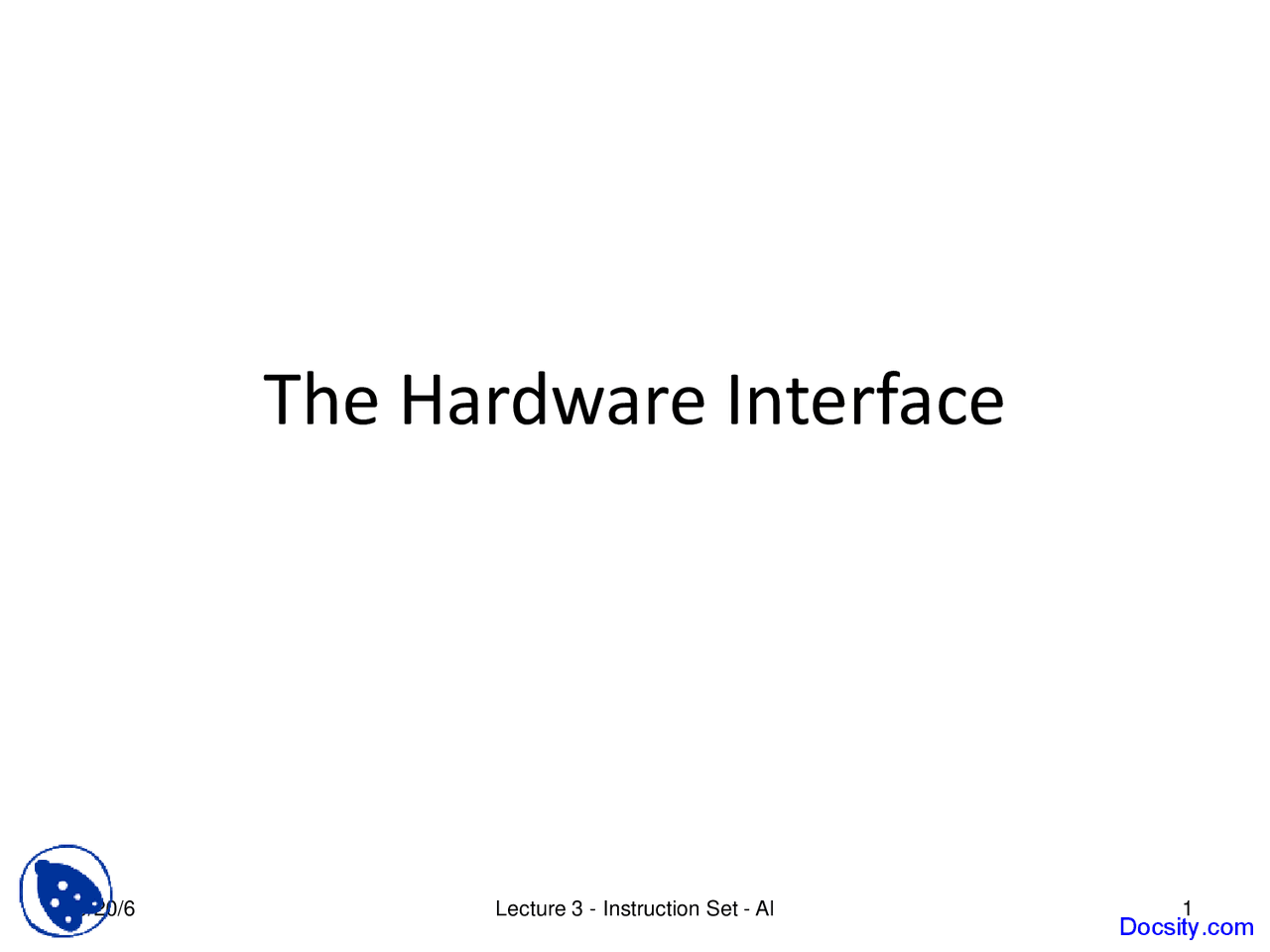 Hardware Interface - Microcomputer Structures - Lecture Slides - Docsity