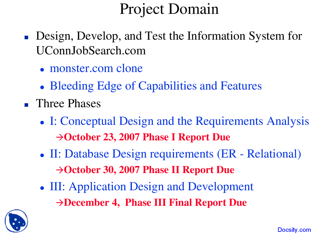 Project Domain - Introduction to Databases - Lecture Slides - Docsity