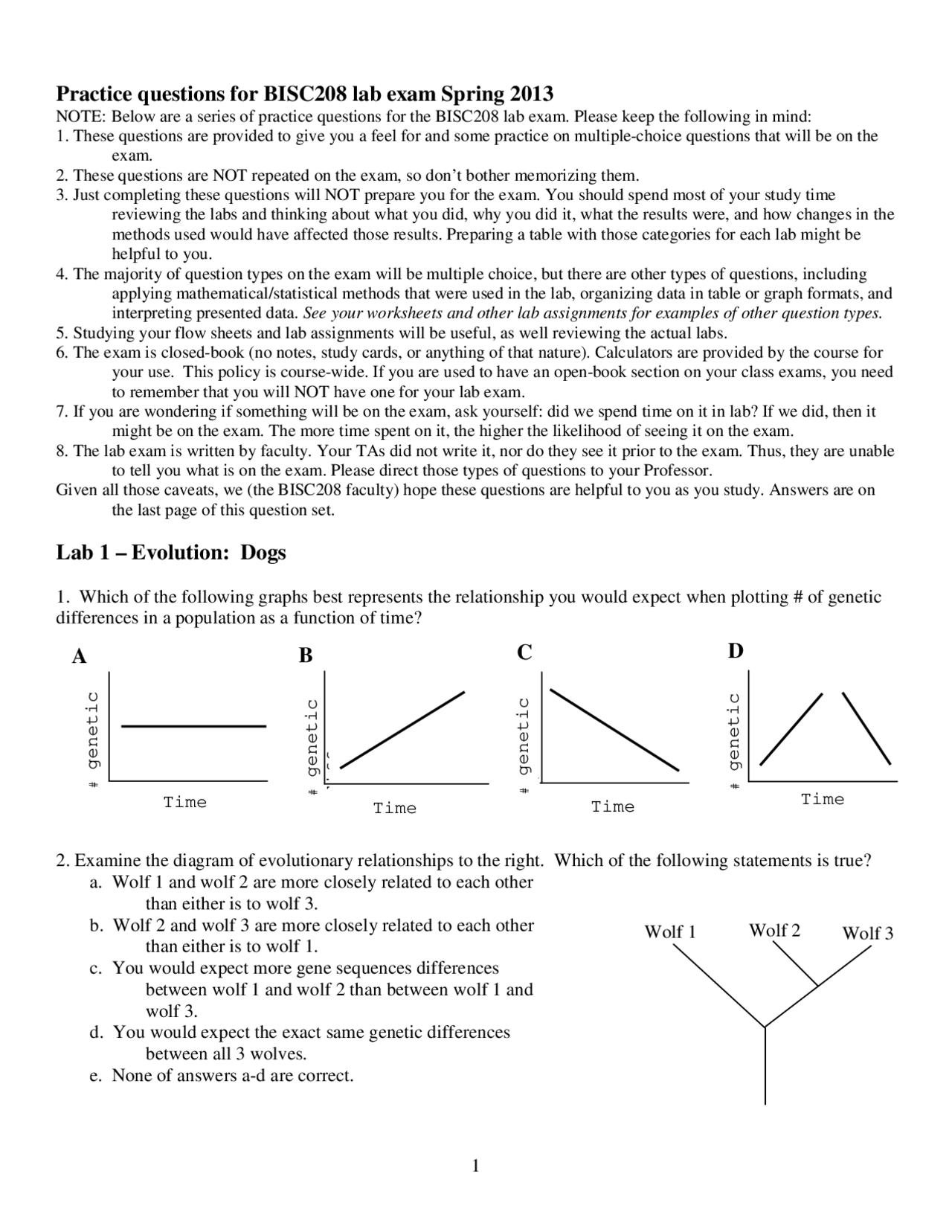 Introductory Biology Ii Lab Final Practice Questions With Answers Introductory Biology Ii Lab Final Practice Questions With Answers