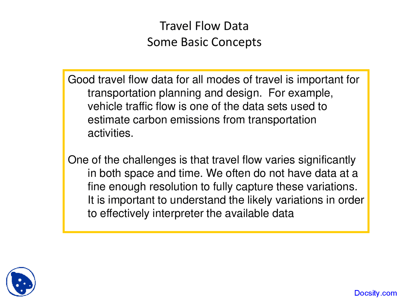 Travel Flow Data - Transportation Engineering - Lecture Slides | Slides ...