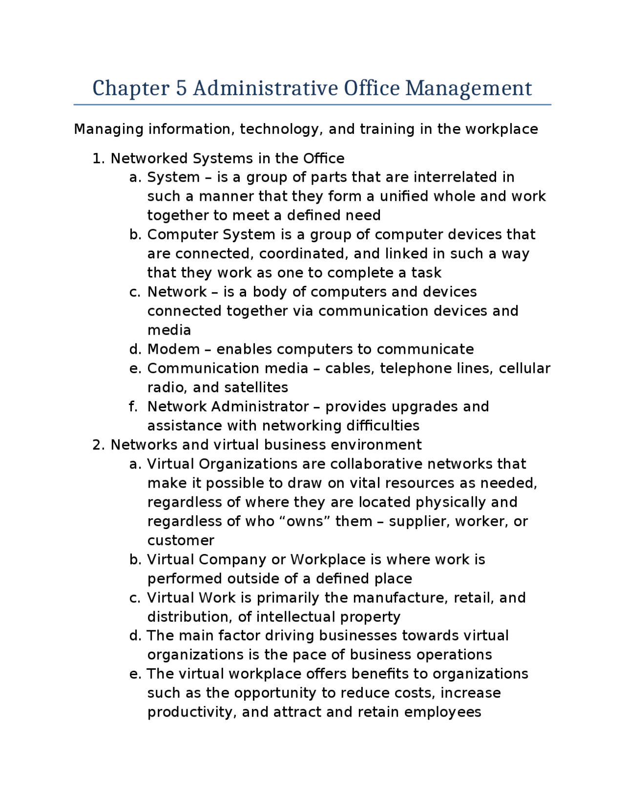 Notes on Administrative Office Management | BCEN 3010 | Study notes ...