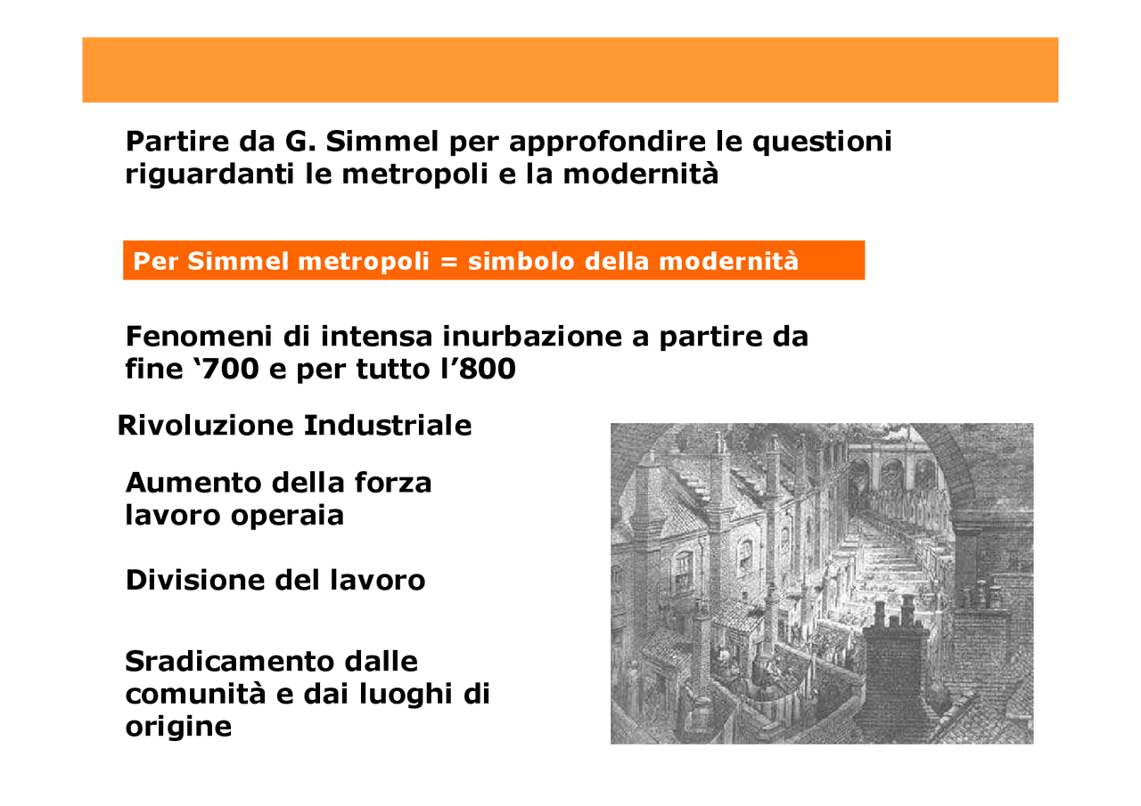 Simmel le metropoli e la vita dello spirito - Docsity