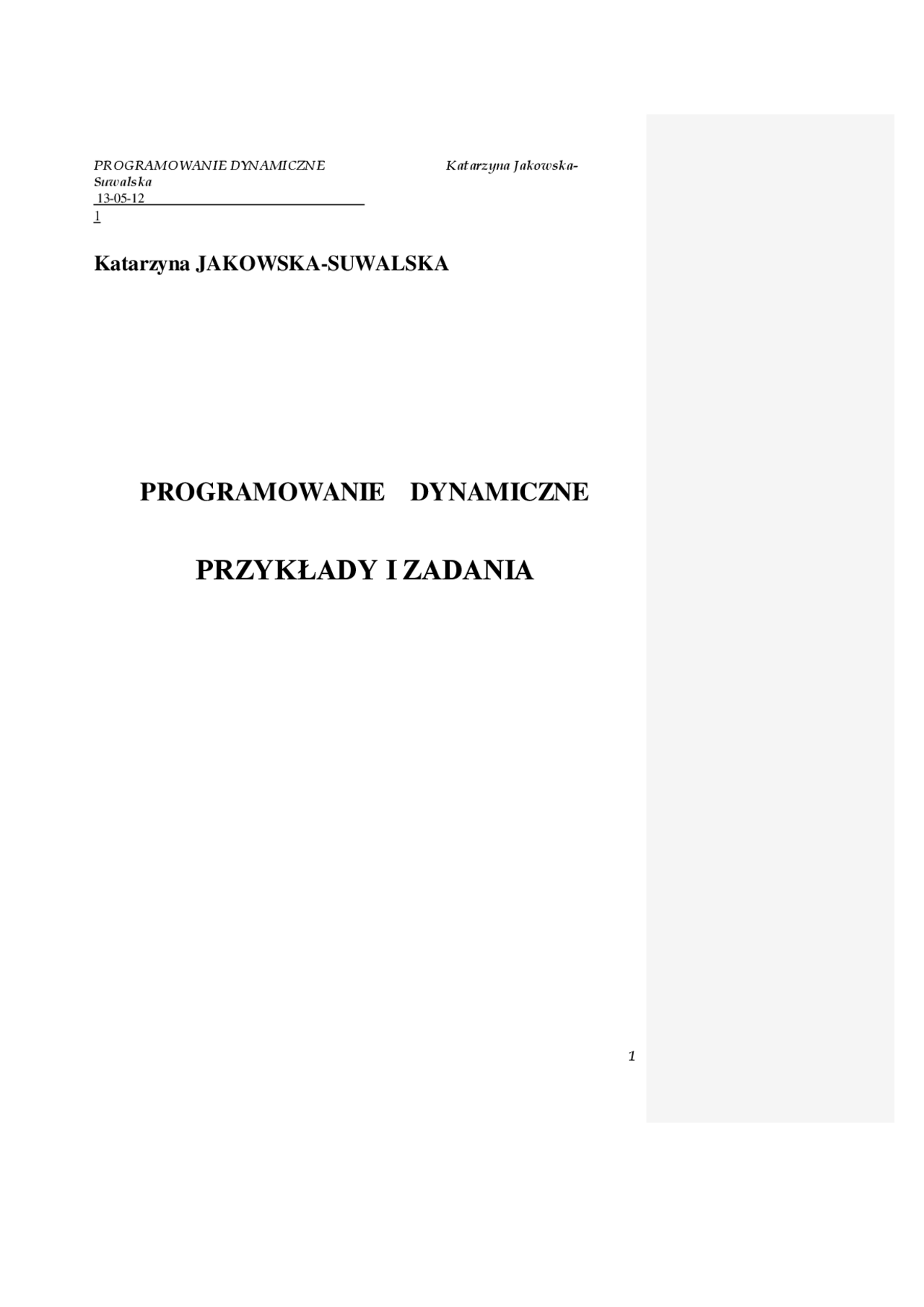 Programowanie dynamiczne przykłady i zadania - Notatki - Ekonometria ...