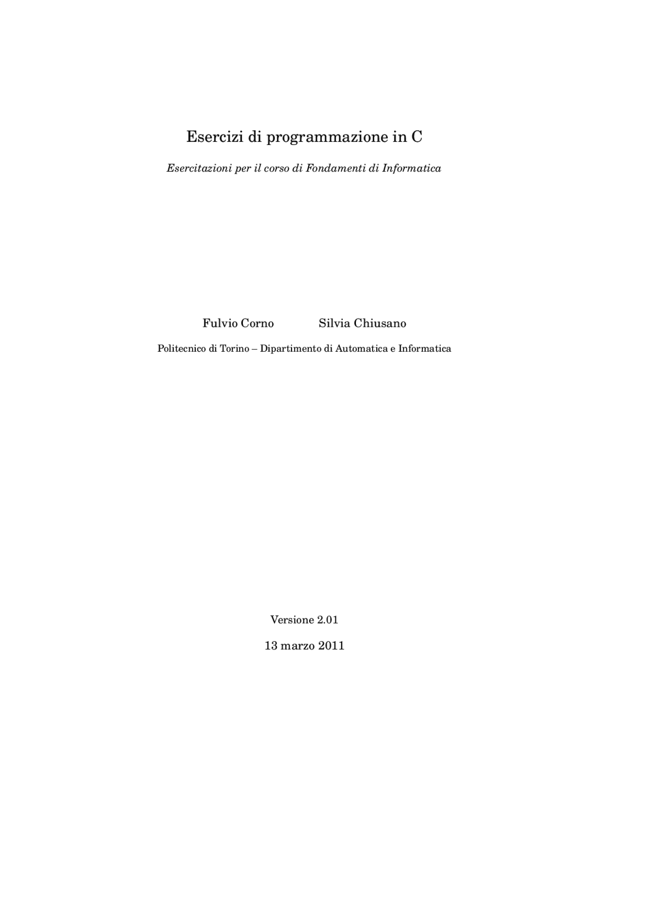 Esercizi programmazione C - Docsity