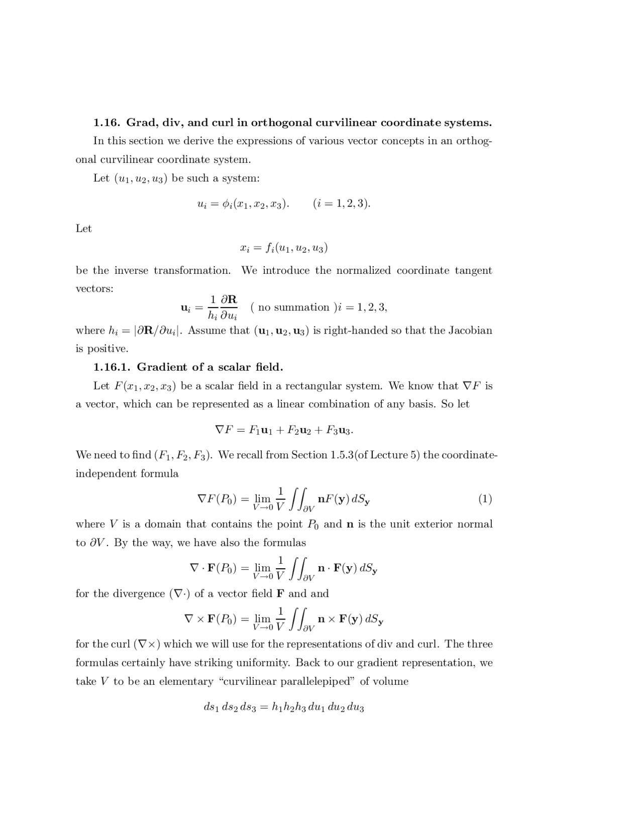 Grad, div, and curl in orthogonal curvilinear coordinate systems ...