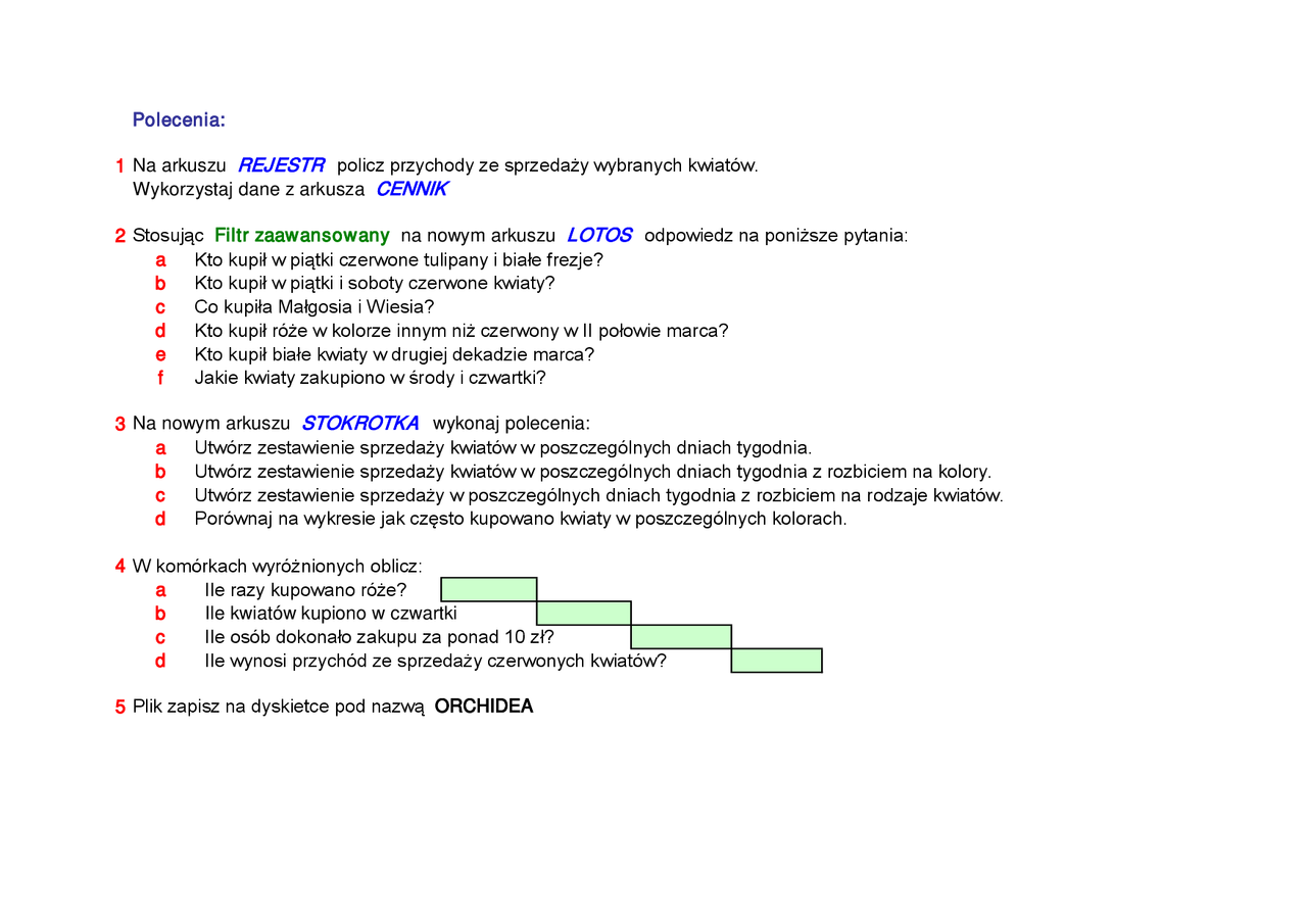Zadania informatyka - Notatki - Informatyk - Docsity