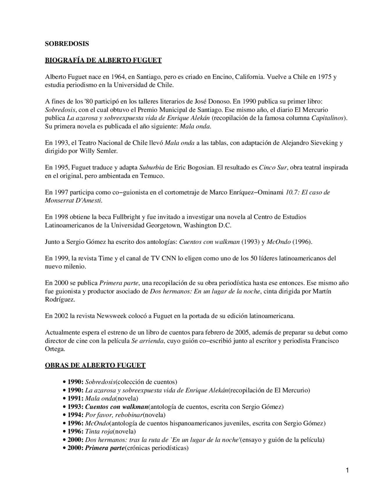 Alberto Fuguet Apuntes Literatura Docsity