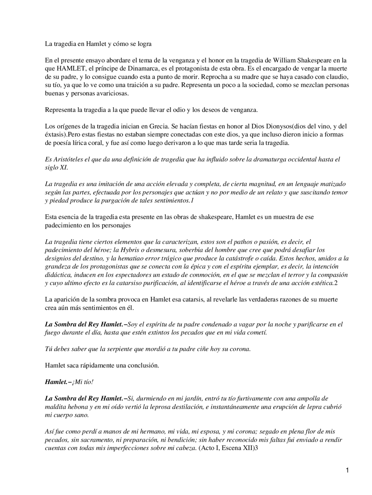 Hamlet Apuntes Literatura Docsity