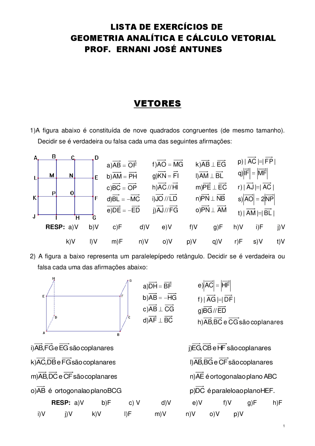 Geometria Analítica e Cálculo Vetorial - Apostilas - Matemática - Docsity