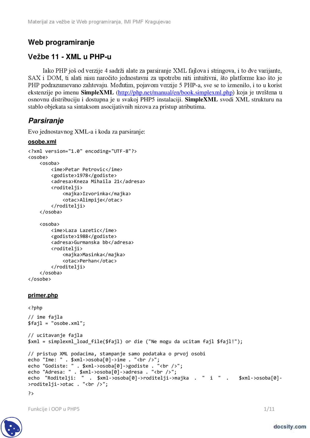 Zadaci-Vezbe-Web programiranje-Informatika (11) | Vežbe' predlog Web ...