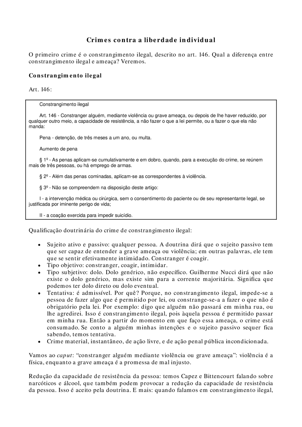 Crimes contra a liberdade individual Apostilas Direito Penal Docsity Crimes contra a liberdade individual Apostilas Direito Penal Docsity